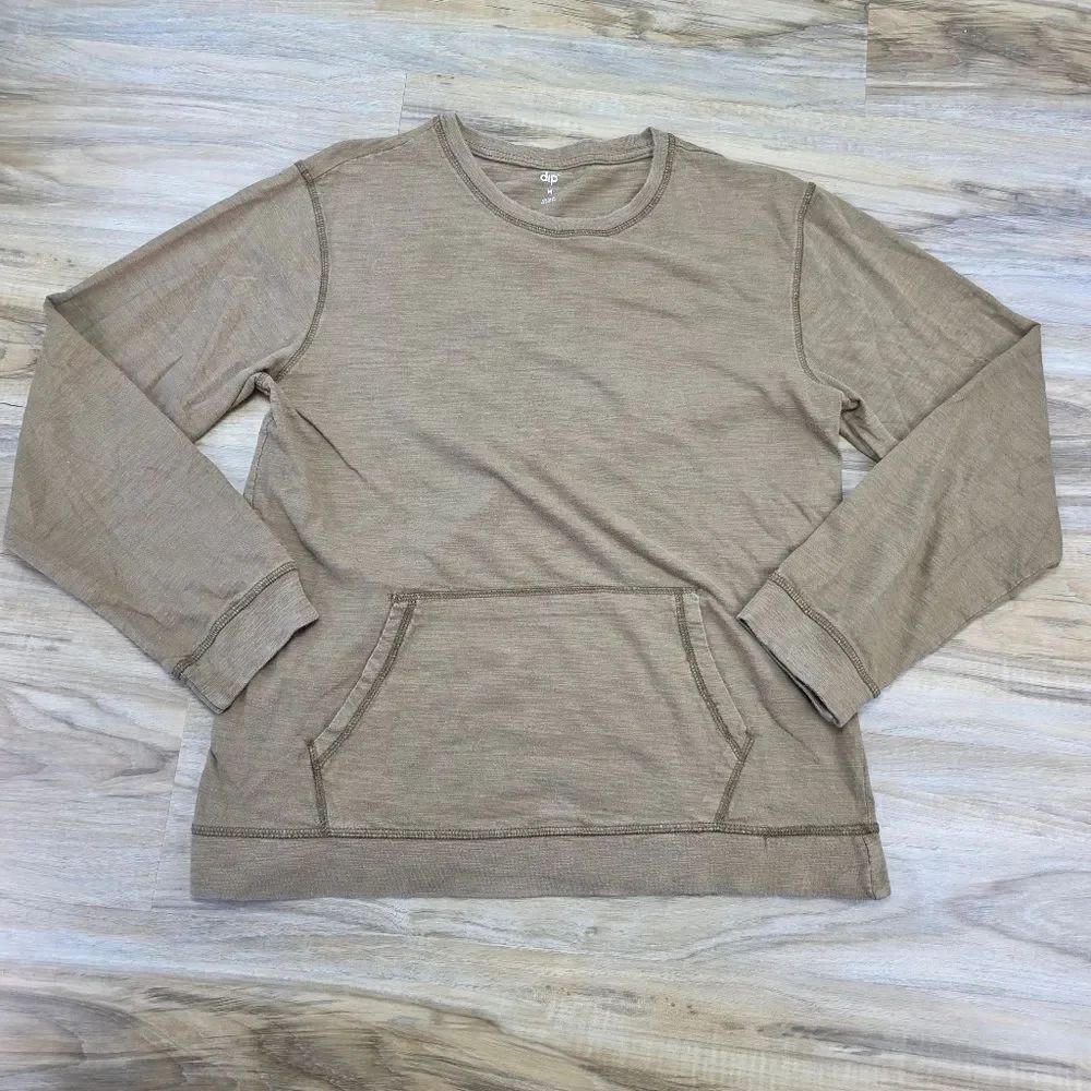 💜Dip Brown Kangaroo Pocket Long Sleeve Shirt Men's Medium